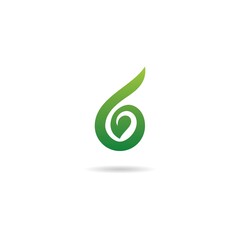 number 6 with leaf logo design icon template
