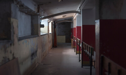 An old abandoned sports hall in the center of Warsaw 