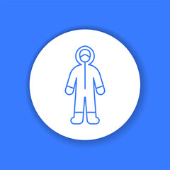Worker in protective suit color glyph icon. Protect from viruses.