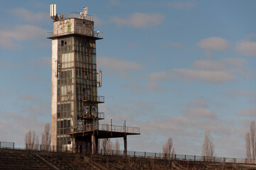 Old abandoned athletics stadium in the center of Warsaw 