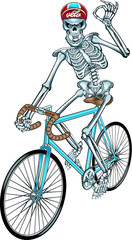 human skeleton riding bicycle