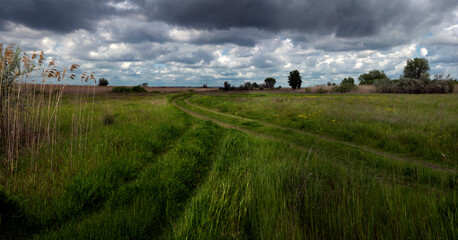 Obraz premium Surrounded by a stunning landscape.Preserved places on the left bank of the Lower Dnepr.Panoramma.Hunting grounds.