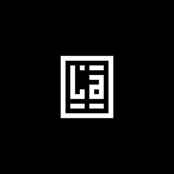 LA initial logo with square rectangular shape style