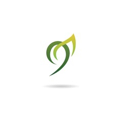 Obraz premium number 9 with green logo design icon template