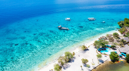 Naklejka na ściany i meble The tropical view in the island at summer season with aerial view a holiday as white sand beach background-Summer travel concept