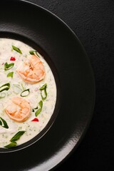 delicious and fresh soup with Mediterranean seafood