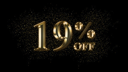 19 percent off, Gold Text Effect, Gold text with sparks, Gold Plated Text Effect