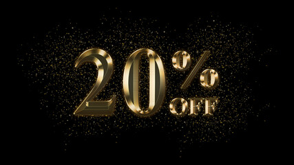 20 percent off, Gold Text Effect, Gold text with sparks, Gold Plated Text Effect