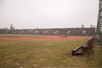 Old abandoned athletics stadium in the center of Warsaw 