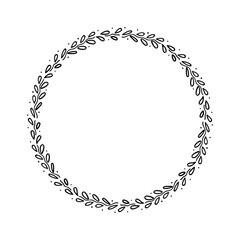 Hand drawn doodle floral frame. Simple line with the ink pen or pencil. Wedding anniversary decoration. Vector illustration