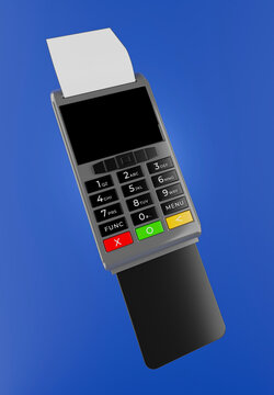 3d render of credit card reader operating payment process with shopping concept for your mockup