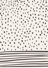 Abstract minimalist art poster. Lines and spots. Black and Wight. Postcard, wallpaper, prints