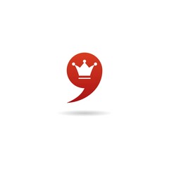 number 9 with crown logo design icon template