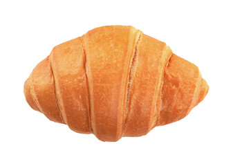 Delicious fresh crispy croissant isolated on white, top view