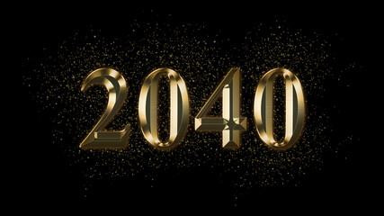 2040, Gold Text Effect, Gold text with sparks, Gold Plated Text Effect