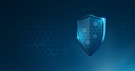 Protection safe shield or safety guard virus defense on secure background with insurance medical concept. 3D rendering.