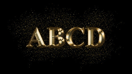ABCD, Gold Text Effect, Gold text with sparks, Gold Plated Text Effect