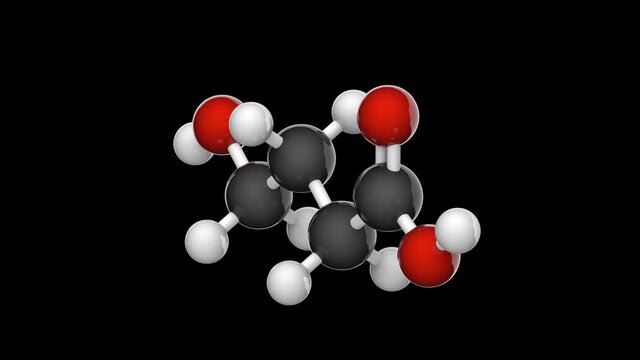 4-hydroxybutanoic acid (Gamma-Hydroxybutyric acid or GHB), is neurotransmitter and a psychoactive drug. 3D render. Seamless loop. RGB + Alpha (Transparent) channel