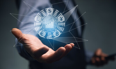 man with dollar and euro icon