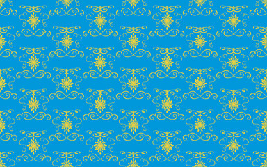 Yellow pattern on blue background Abstract pattern design, modern contemporary style for fabric and other patterns.