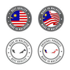 Made in Malaysia - set of labels, stamps, badges, with the Malaysia map and flag. Best quality. Original product.