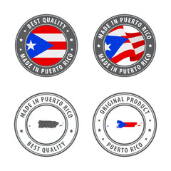 Made in Puerto Rico - set of labels, stamps, badges, with the Puerto Rico map and flag. Best quality. Original product.