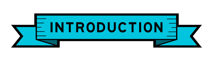 Vintage blue color ribbon banner with word introduction on white background