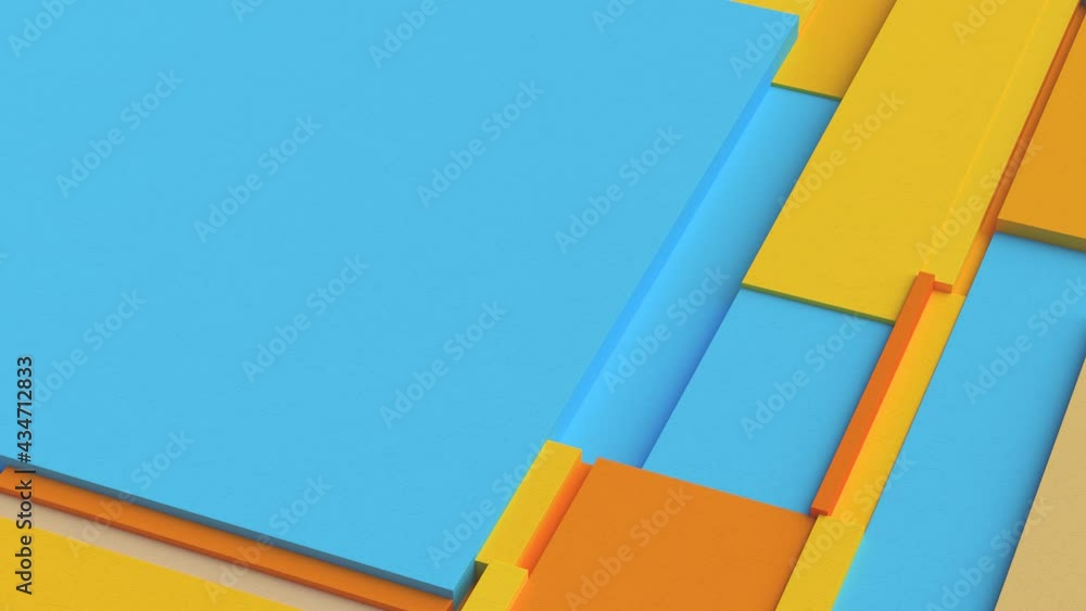 Aufkleber orange and blue moving tessellated rectangular surface. abstract background with wobbling scaling fr