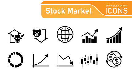 Stock Market Icons (editable vector)