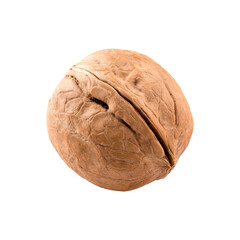 Obraz premium Isolated walnut in shell on white background