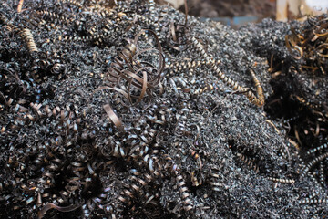 A metal shavings, production waste. Metalworking and materials. 