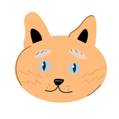 Muzzle of a cat with blue eyes illustration for children.