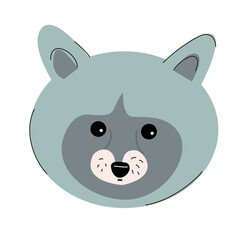Raccoon muzzle illustration for children.