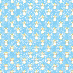 Angels in starry sky seamless pattern 2.	
