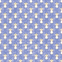 Angels on starry background  seamless pattern 2.