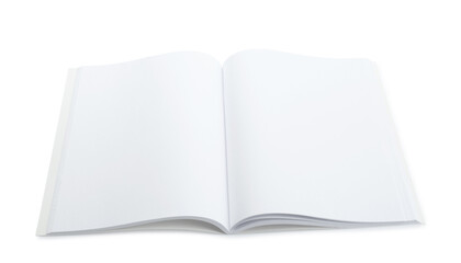 Open blank paper brochure isolated on white. Mockup for design