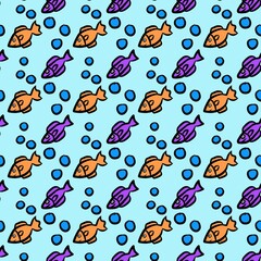 seamless pattern background of fish cartoon