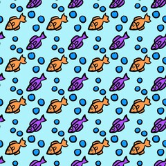 seamless pattern background of fish cartoon