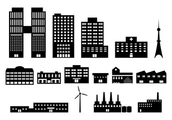 建物のシルエットセット