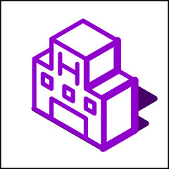 Hospital  icon in isometric flat design 08