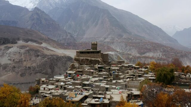 Ancient Altit fort in Karimabad, fall colors in Hunza Valley, Pakistan