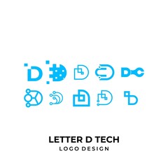 A modern, clean and sophisticated logo about technology and the letter D in various views.
EPS 10, Vector.