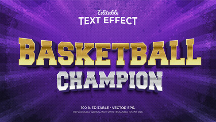 Basketball Champion Textured 3d Style Editable Text Effects Template