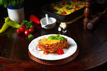 Delicious lasagne with Bolognese and bechamel sauce