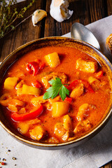 rustic Hungarian goulash soup with paprika