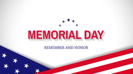 Memorial Day banner design with USA flag elements. Remember and honor. - Vector