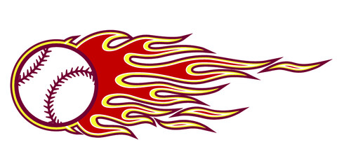 Baseball ball vector graphic with tribal fire flame. Ideal for printable sticker decal sport logo design car and motorcycle decoration © Artoholics