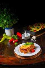 Delicious lasagne with Bolognese and bechamel sauce