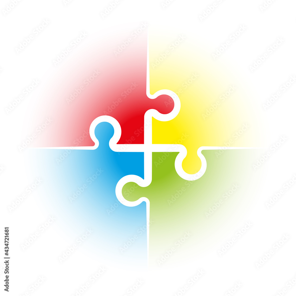Aufkleber abstract flat design concept with puzzle illustration on background collection