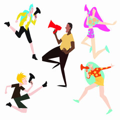 oung people holding megaphone